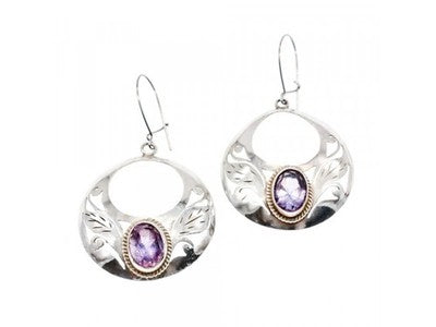 Vintage 925 Sterling Silver Amethyst Earrings