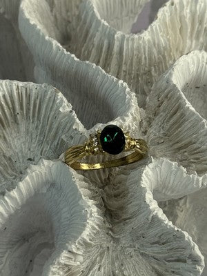Gold Plated Green CZ Ring Size 9