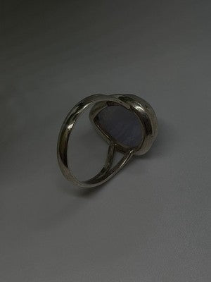 925 Sterling Silver Pear-Shaped Blue Lace Agate Ring Size 7.5