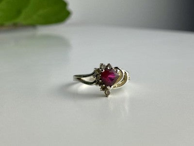 925 Sterling Silver Spinel "Heart" Ring Size 9