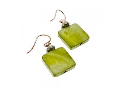 925 Sterling Silver Green Agate Earrings