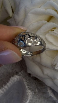 Heart Pattern Romantic 925 Sterling Silver Ring Size 7