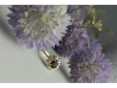 925 Sterling Silver Rubellite & CZ Ring Size 11