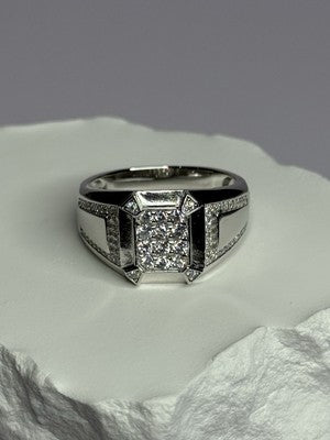 925 Sterling Silver CZ Men'S Ring Size 12