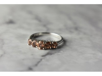 925 Sterling Silver Hessonite Ring Size 8