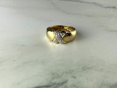 925 Sterling Silver Gold Plated Ring Size 5.5
