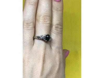 925 Sterling Silver Black Nephrite ( Jade ) Ring Size 9