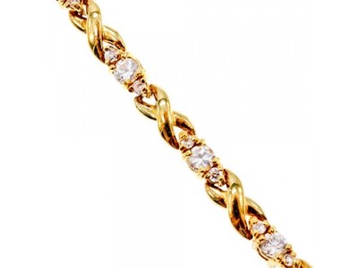 925 Sterling Silver Gold Plated CZ Bracelet Size 7 IN