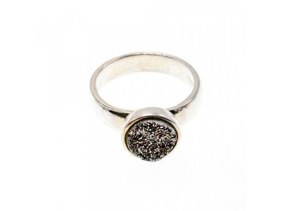 925 Sterling Silver Pyrite Ring Size 5.5