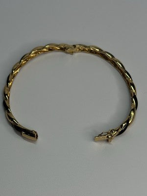 Bangle 925 Sterling Silver Gold Plated Onyx Bracelet