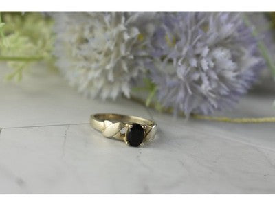 925 Sterling Silver Black Spinel Ring Size 8.5