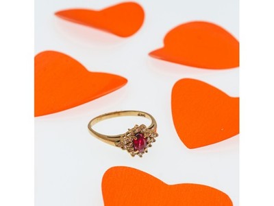 14K Yellow Gold Ruby & Diamonds Ring Size 8