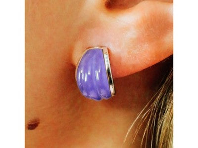 925 Sterling Silver Agate Stud Earrings