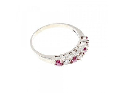 925 Sterling Silver Pink Spinel & CZ Ring Size 7