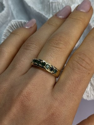 925 Sterling Silver Gold Plated Emerald Ring Size 8