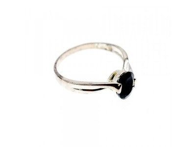 925 Sterling Silver Dark Blue Sapphire Ring Size 6.5