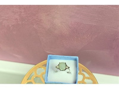 925 Sterling Silver Aventurine Ring Size 6.5