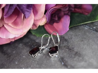 925 Sterling Silver Black Agate Earrings