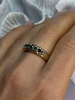 925 Sterling Silver Gold Plated Emerald Ring Size 8