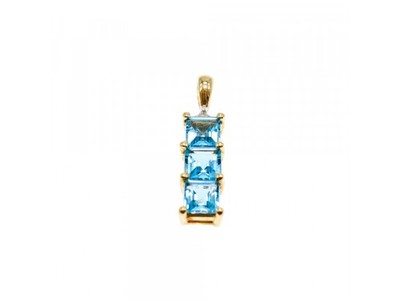 14K Yellow Gold Blue Topaz & Diamond Pendant