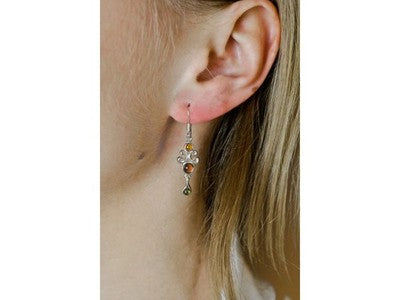 925 Sterling Silver Amber Earrings