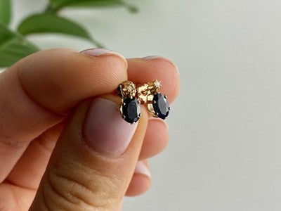 14K Yellow Gold Almandine & Diamond Earrings