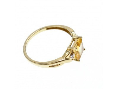 10K Yellow Gold Tourmaline & Diamonds Ring Size 8