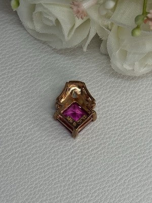 925 Sterling Silver Gold Plated Pink Topaz Pendant Length 0.80 Inch