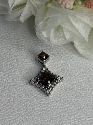 925 Sterling Silver Hessonite & Beryl Pendant Length 1.10 Inch
