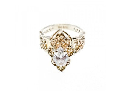 925 Sterling Silver White CZ Openwork Ring Size 6.5