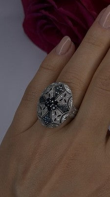 Elegant 925 Sterling Silver Spinel Stones Ring Size 8