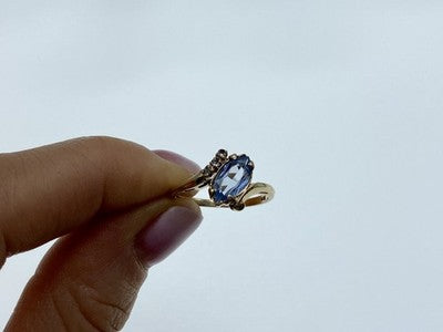 10K Yellow Gold Topaz & Diamonds Ring Size 6.5
