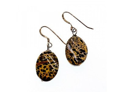 925 Sterling Silver Leopard Jasper Earrings