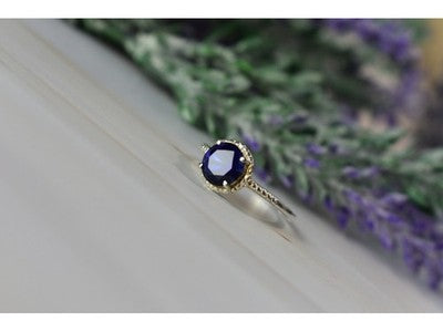 925 Sterling Silver Sapphire Classic Ring Size 8