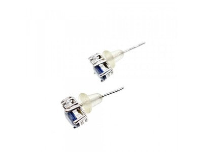10K White Gold London Blue Topaz & Diamonds Earrings