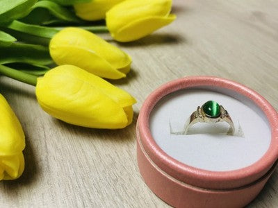 925 Sterling Silver Green Agate Ring Size 6.5