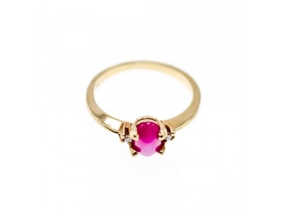 10K Yellow Gold Star Sapphire & Diamonds Ring Size 5.5