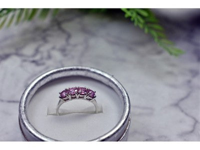 925 Sterling Silver Pink CZ Ring Size 6.5