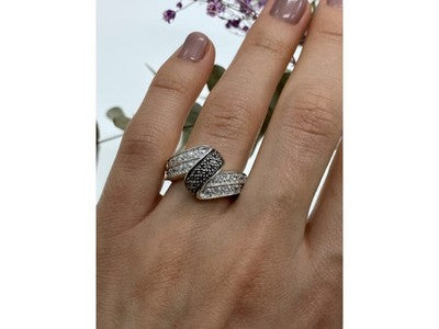 925 Sterling Silver Blue & White Spinel Ring Size 7