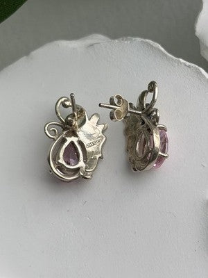 Lovely 925 Sterling Silver Pink Spinel Earrings