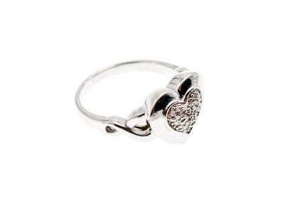 925 Sterling Silver Diamond "Heart" Ring Size 7.5