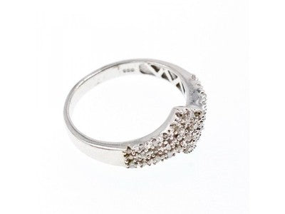 925 Sterling Silver White Topaz Ring Size 9