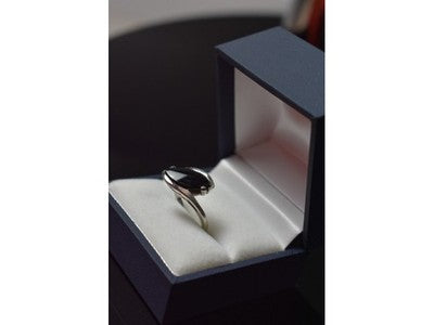 925 Sterling Silver Black Nephrite Ring Size 7.25