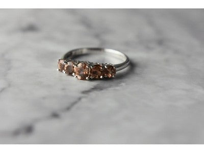 925 Sterling Silver Hessonite Ring Size 8