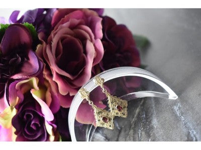 925 Sterling Silver Garnet & Marcasites Earrings