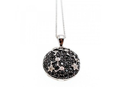 925 Sterling Silver Black & White Spinel Chain With Pendant