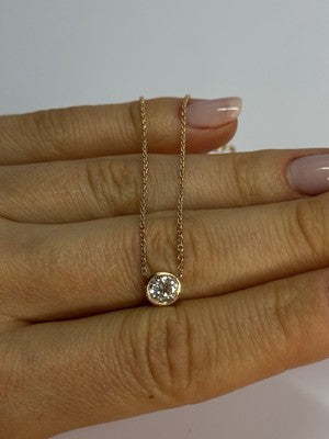 14K YELLOW GOLD DIAMOND 0.46 CARAT NECKLACE LENGTH 18 INCH