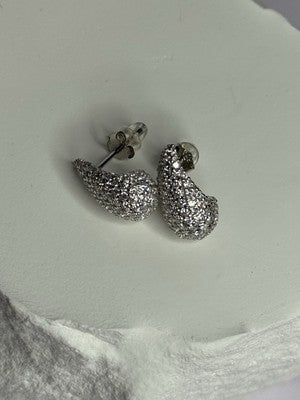925 Sterling Silver Beautiful CZ Earrings Length 0.55
