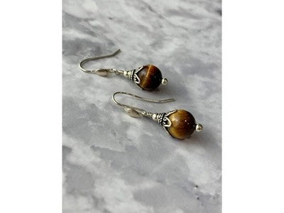 Vintage 925 Sterling Silver Agate Earrings