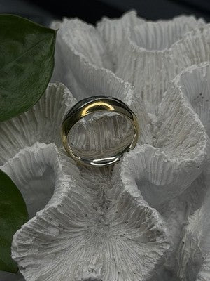 925 Sterling Silver & Yellow Gold Plated Ring Size 7